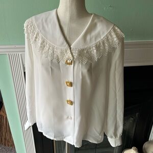 Jordan Cream Buttoned Sailor Collar Blouse